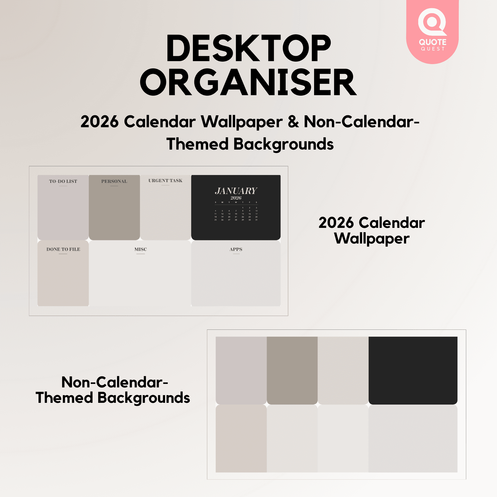 4 Desktop Organizer Wallpaper – Minimalist Neutral Aesthetic Digital Bundle for Calm & Productive Workspaces - Image 4