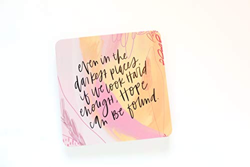 Affirmation Cards for Women – Uplifting Quote on Soft Pastel Design Affirmation Card for Women with handwritten-style quote on pastel background: “Even in the darkest places, if we look hard enough, hope can be found.”