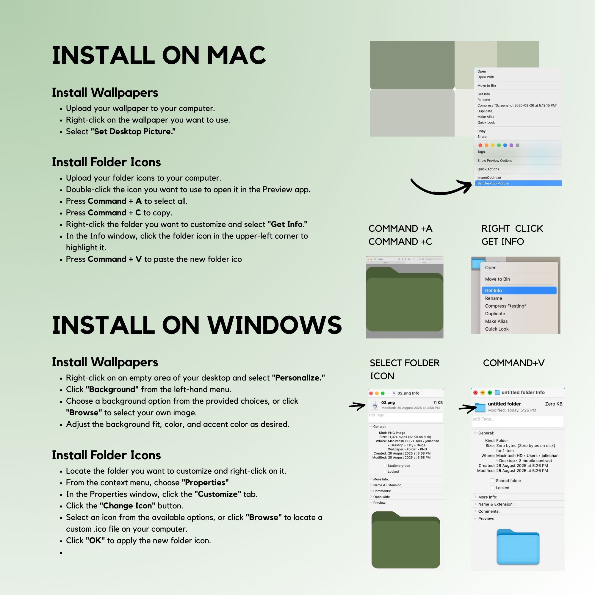 20 Desktop Organizer Wallpaper – Minimalist Green Digital Bundle for Productivity & Aesthetic Setup - Image 7