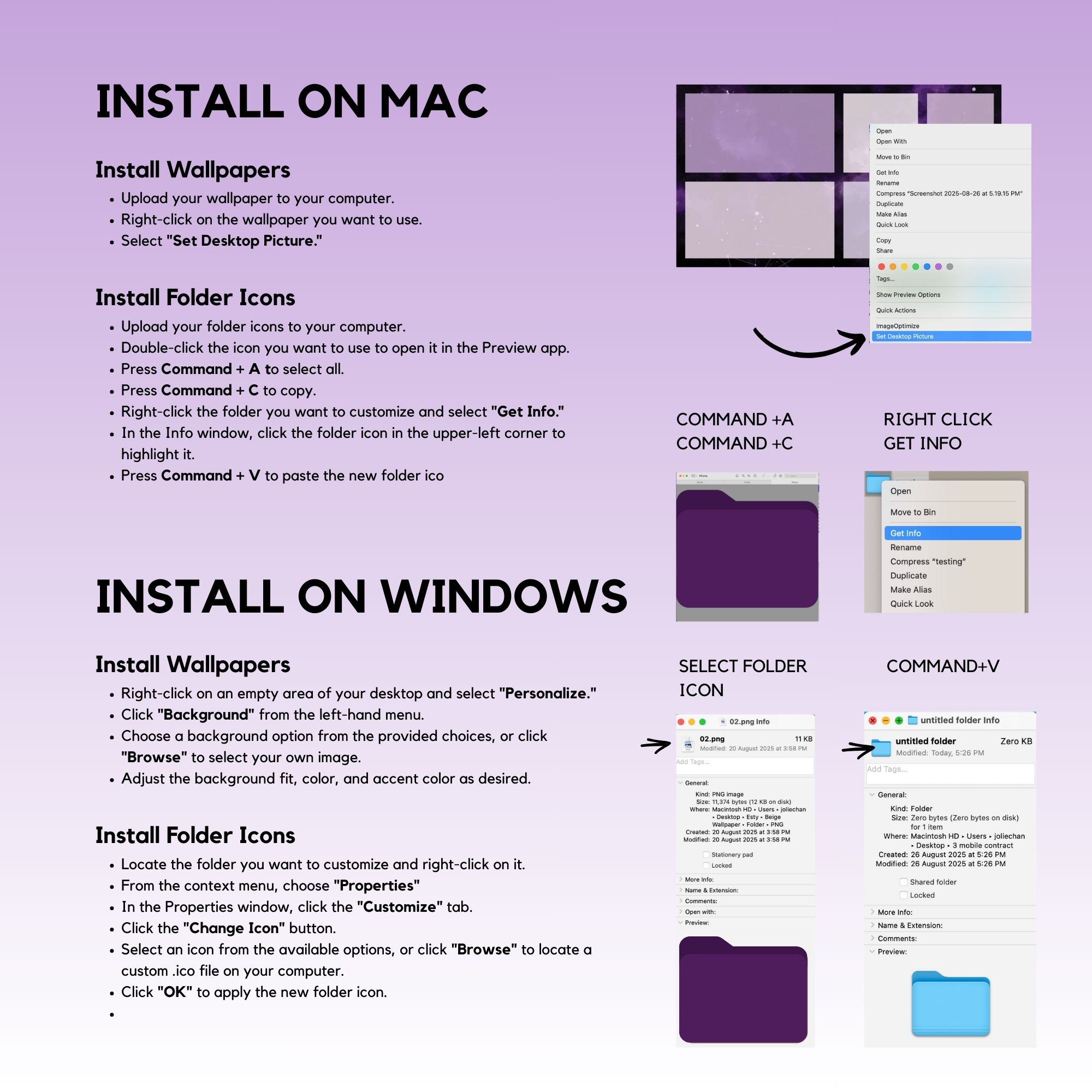 26 Desktop Organizer Wallpaper – Minimalist Cosmic Purple Digital Bundle for Productivity & Aesthetic Setup - Image 6
