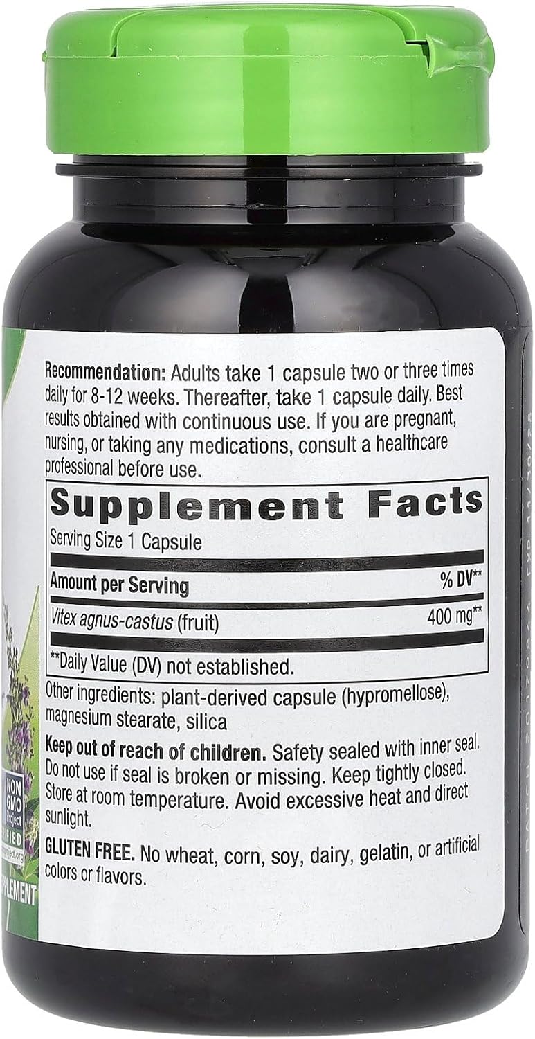 Vitex Fruit Supplement Facts – 400 mg Chasteberry for Monthly Cycle Support Supplement Facts for Vitex Fruit menstrual cycle support supplement