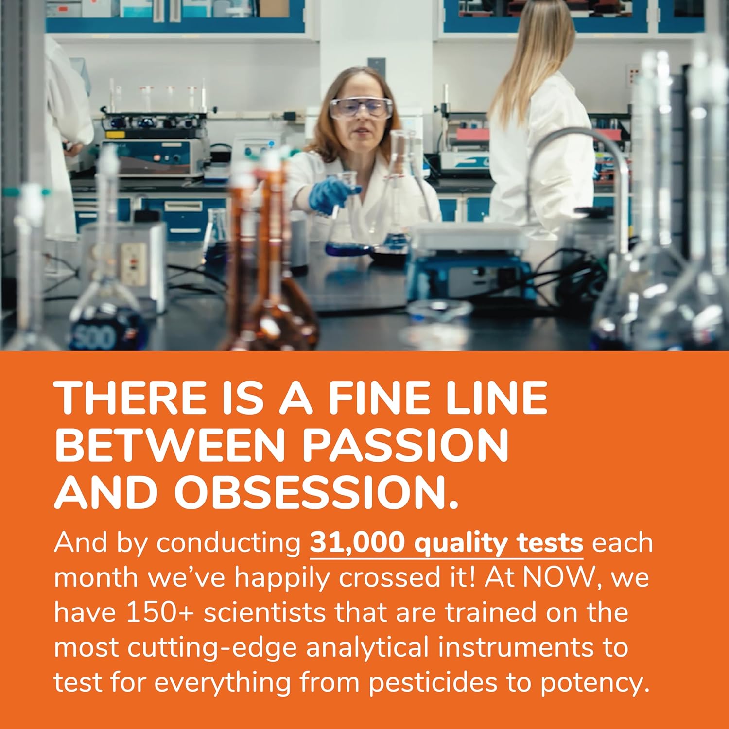 Quality Assurance in Action – NOW® Liver Support Supplement Testing Scientists conducting quality tests for NOW Liver Support supplements