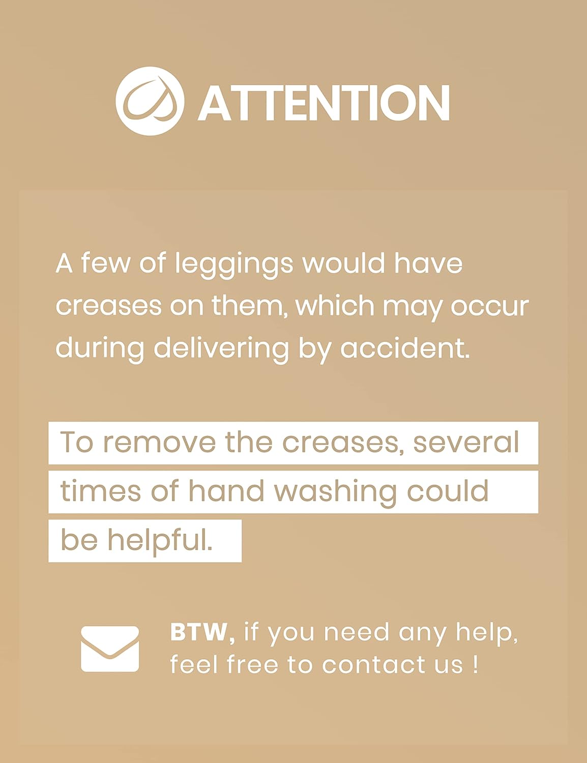 Butterluxe High-Waisted Leggings – Delivery Notice & Care Instructions Customer notice about creases in Butterluxe High-Waisted Leggings due to delivery, with care instructions and contact info